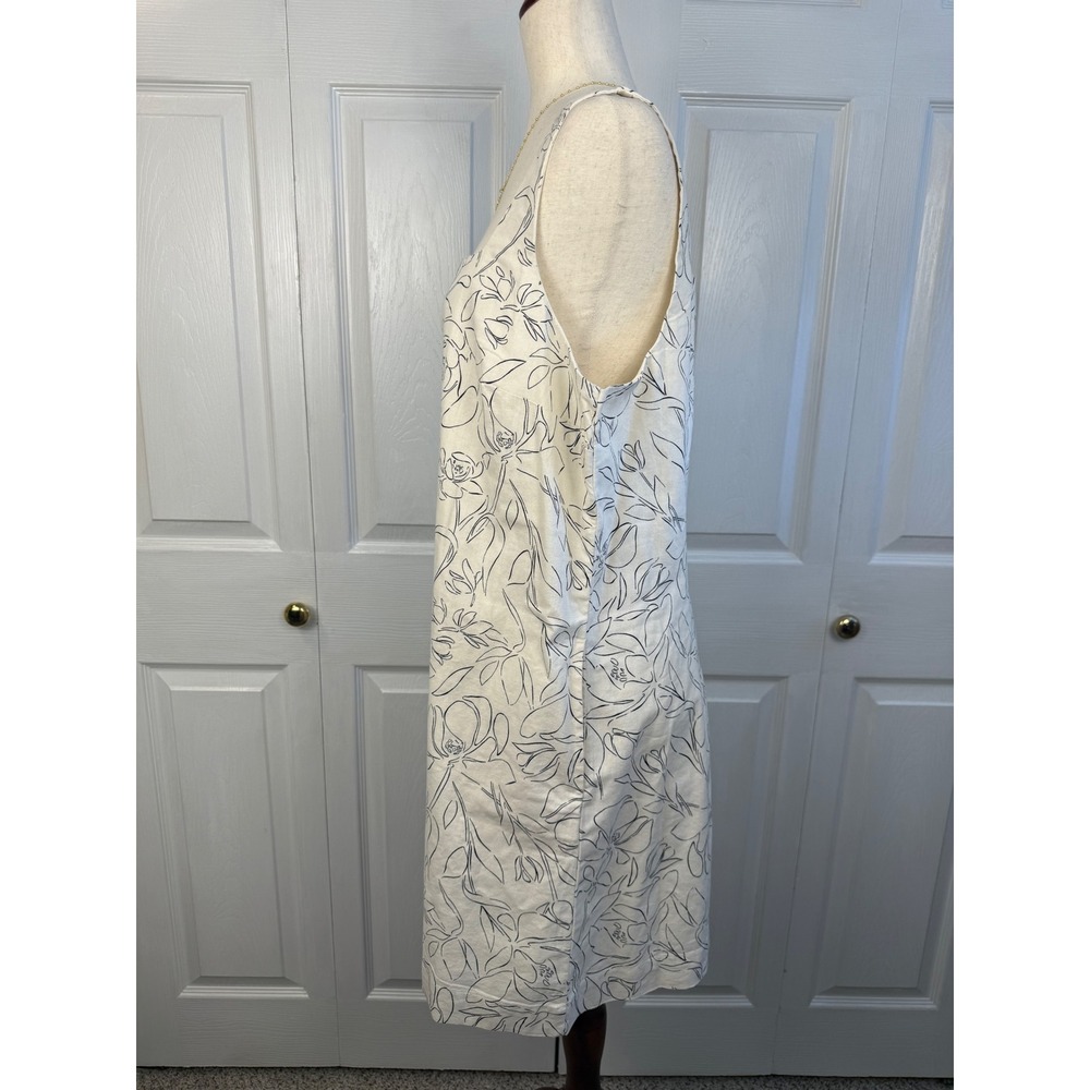 A New Day Floral Print Square Neck Mini Dress Size L NWT Cotton Linen - Picture 5 of 8